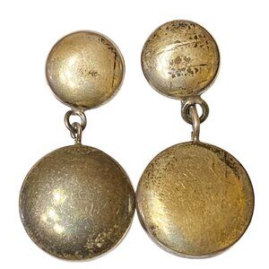 1.5" x .75" Vintage Sterling Silver Mexico Dangle Pierced Earrings